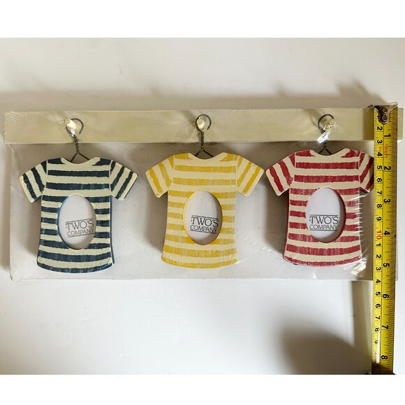 Mini T-Shirt Picture Frames Set of 3 Hang on Wooden Bar OR Stand Up w/Easel-Back - Picture 7 of 8